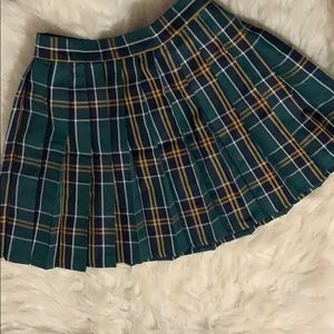 Pleated plaid skirt